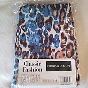 Leggings Animal Print S With Pockets Citrus & Lemon Classic Blue/Brown New